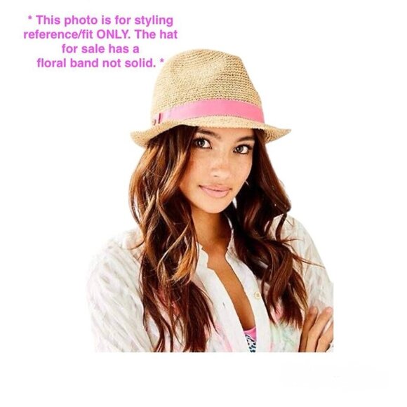 Lilly Pulitzer Poolside Fedora Hat Packable Raffia Straw Preppy Breathable - Picture 2 of 12